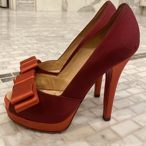 Red Fendi platform heels